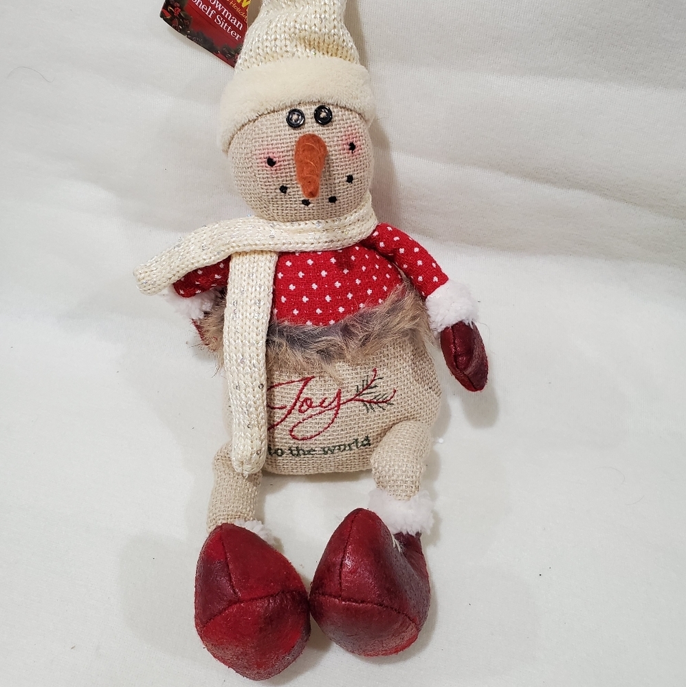 Vintage Rite aid sitting Snowman shelf sitter with leather shoes decor